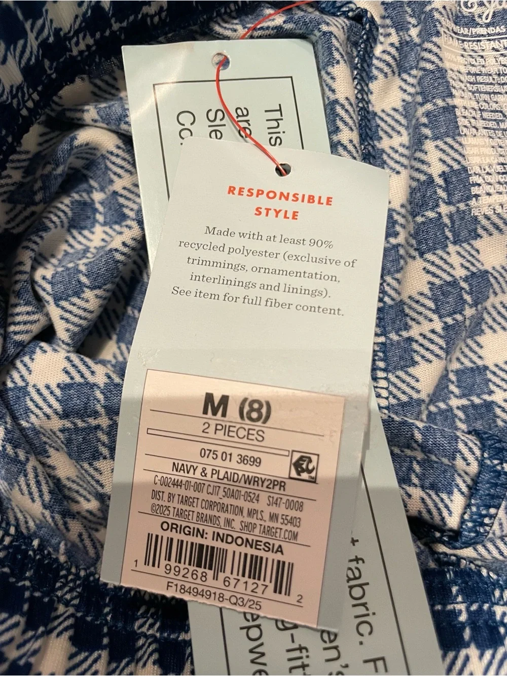 Cat & Jack Boys 2pk Navy Solid/Plaid Pajama Shorts Medium (8) NWT